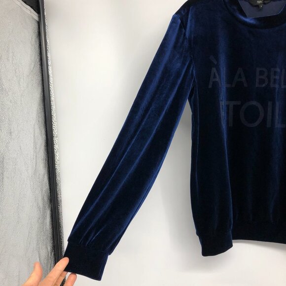 Next Apparel Royal Blue Long Sleeve Velvet Sweatshirt A La Belle Etoile size M - Picture 8 of 15